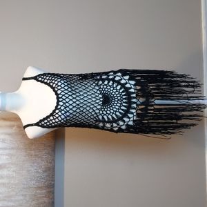 Crochet overlay with fringe